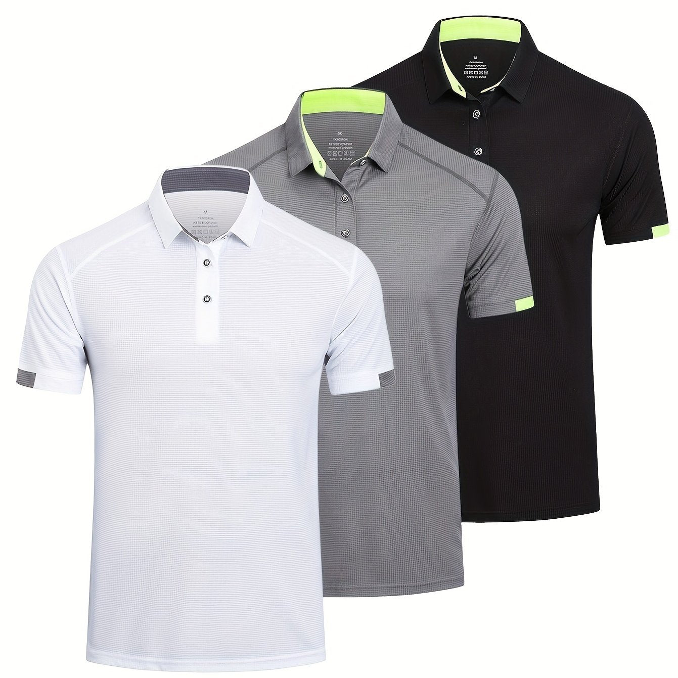 3pcs Mens Shirts Short Sleeve Breathable Quick Dry Golf Shirts Mens Running Sports Tee Top Gym Workout T Shirts