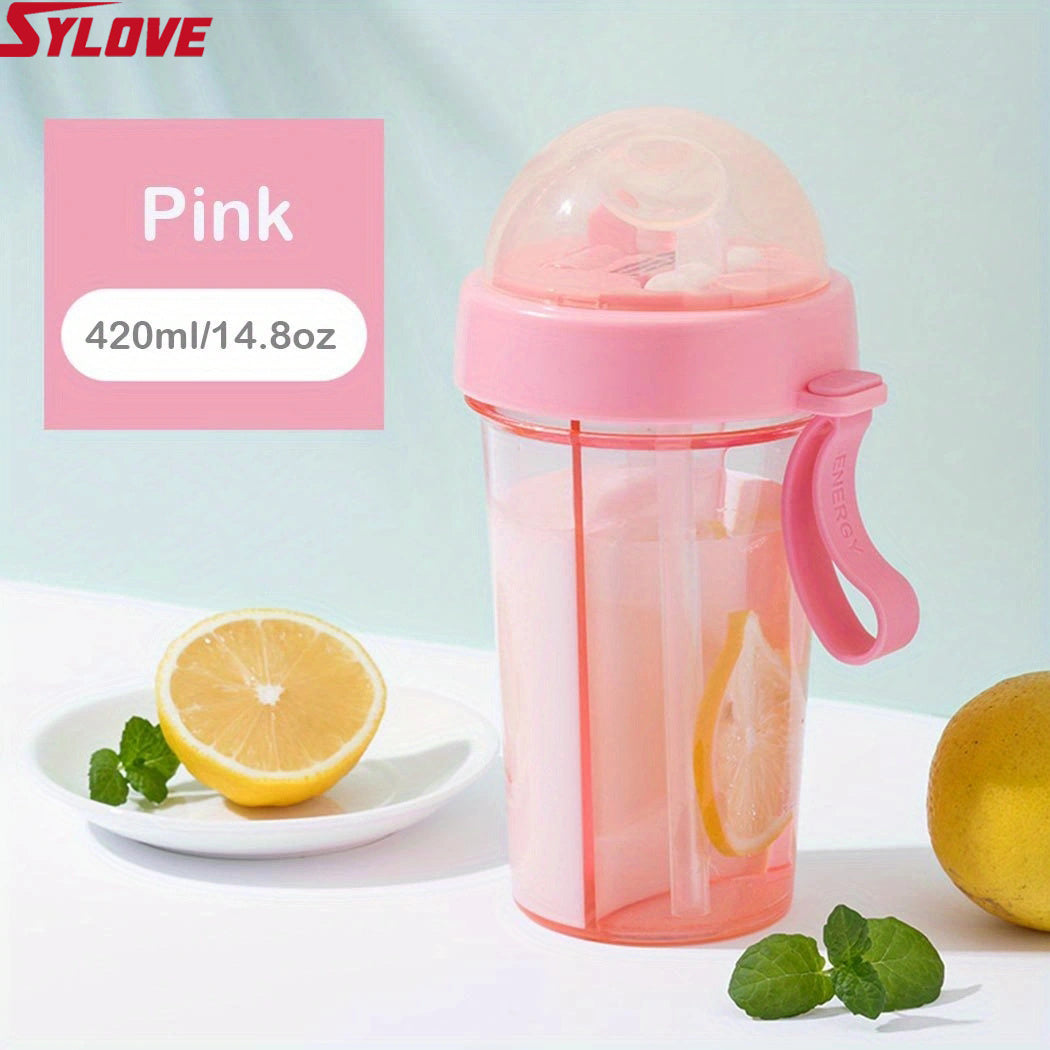 1pc 600ml/21.2oz 420ml/14.8oz Kawaii Double Water Bottles - Portable & Large Capacity - Perfect For Outdoor Activities & Sports