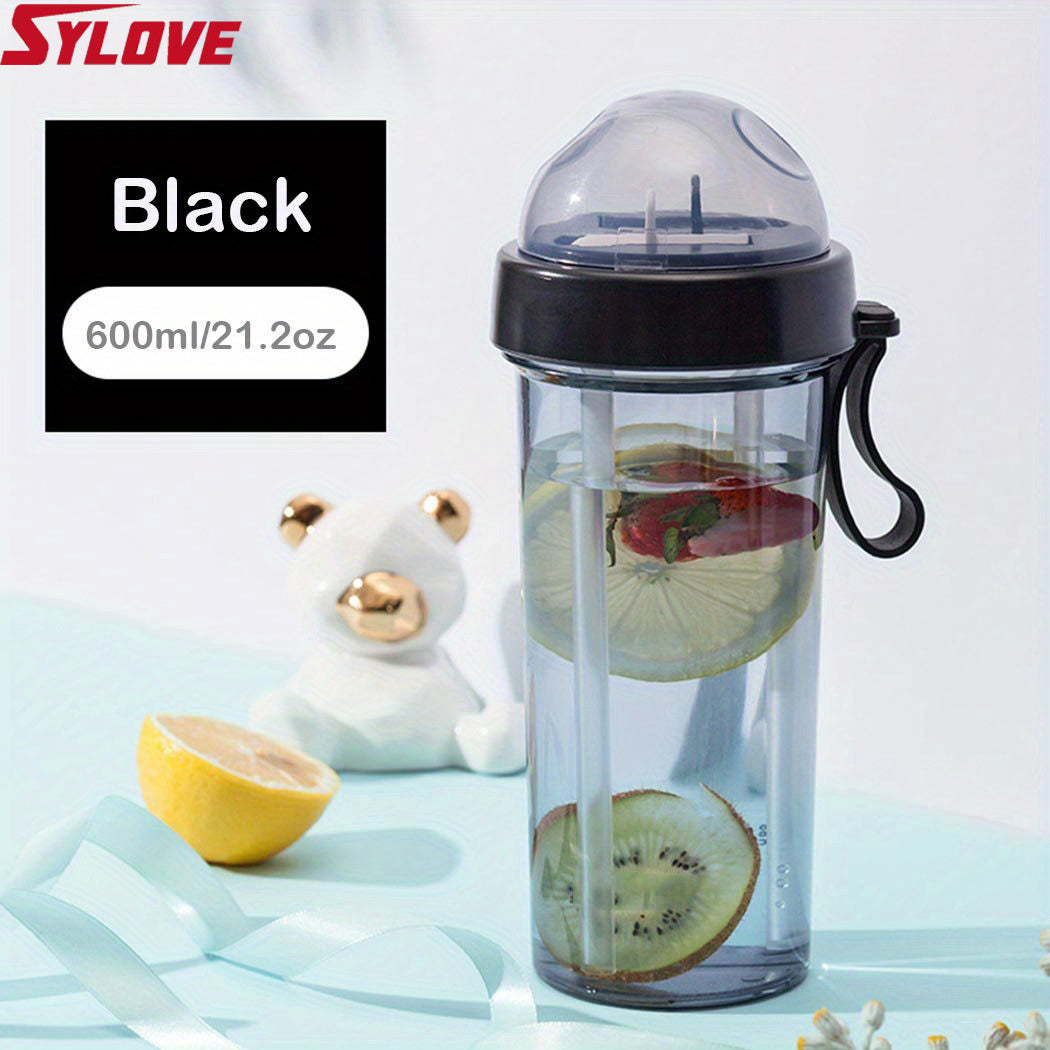 1pc 600ml/21.2oz 420ml/14.8oz Kawaii Double Water Bottles - Portable & Large Capacity - Perfect For Outdoor Activities & Sports
