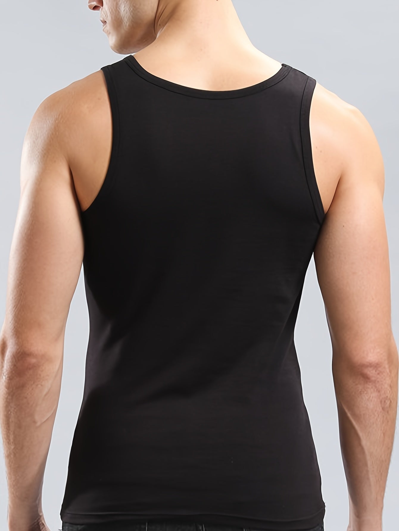 3pcs Quick Dry Men's Solid Sleeveless Sports Tank Top, Breathable Sweat-Wicking Round Neck Basic Style Fitness Gym Wear For Running Outdoor Training