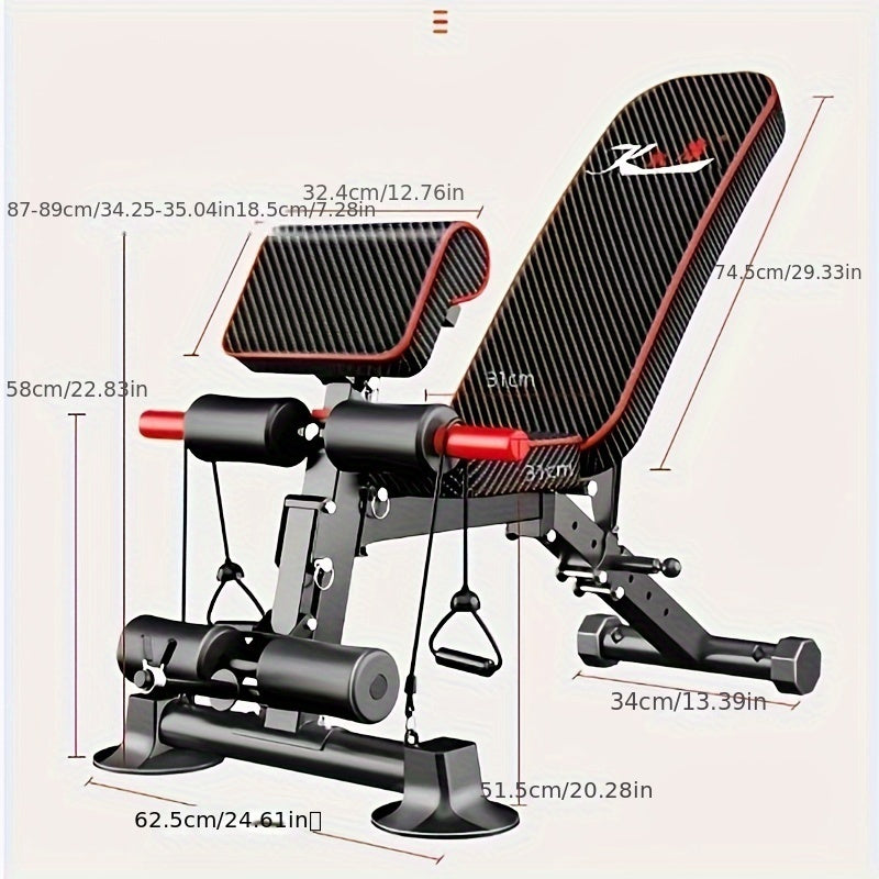 1pc 15-in-1 Adjustable Iron Weightlifting Bench - Foldable Fitness Stool for Full Body Exercise, Strength Training, and Home Gym Workouts - Space-Saving, Durable, and Versatile