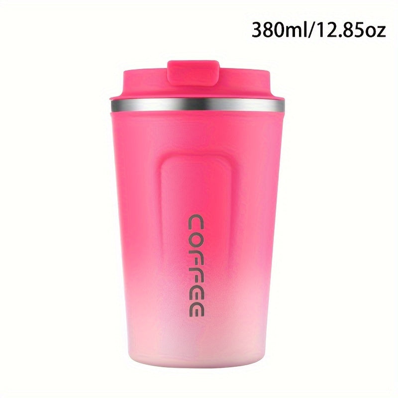 1pc Double Wall Stainless Steel Insulated Coffee Mug, 380ml/510ml, Leak-Proof, Portable, Sealable Lid, BPA-Free, Ideal for Outdoor Camping, Travel, Sports, Gym, Car Use, Hot and Cold Beverages, Perfect Gift for Valentine's, M