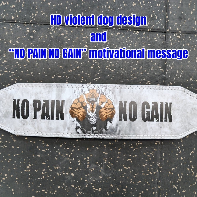 1pc "No Pain No Gain" Weightlifting Belt - Heavy Duty Gym Belt with Vibrant Bear Design, Super Fiber Skin, Perfect for Deadlifts, Squats, and Powerlifting, Gym Essentials | Bold Graphic Belt | Durable Belt, Weightlifting Belt