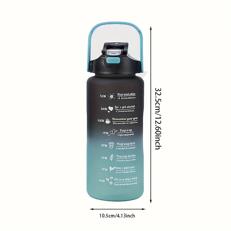 3-Pack/1-Pack/2-Pack Large Capacity Motivational Water Bottle With Time Marker, Leakproof, 32oz/64oz, With Durable Carrying Strap, For Fitness, Gym, Outdoor Sports