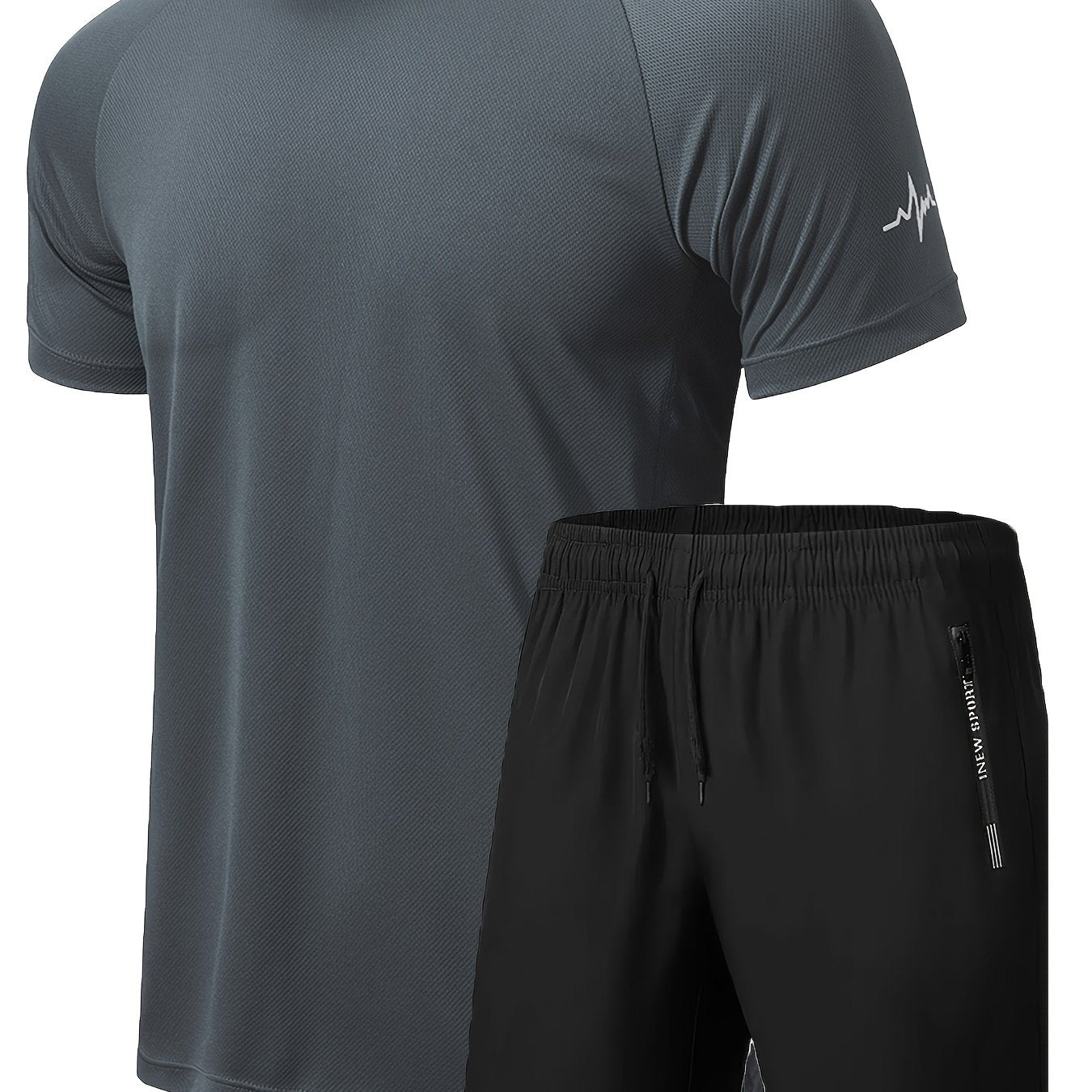 2pcs Men's Workout Set - Short Sleeve T-shirt and Drawstring Shorts for Basketball, Football, Exercise, Training, Running, and Gym - Solid Color, Comfortable Fit, Moisture-Wicking Fabric