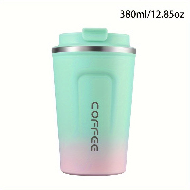 1pc Double Wall Stainless Steel Insulated Coffee Mug, 380ml/510ml, Leak-Proof, Portable, Sealable Lid, BPA-Free, Ideal for Outdoor Camping, Travel, Sports, Gym, Car Use, Hot and Cold Beverages, Perfect Gift for Valentine's, M