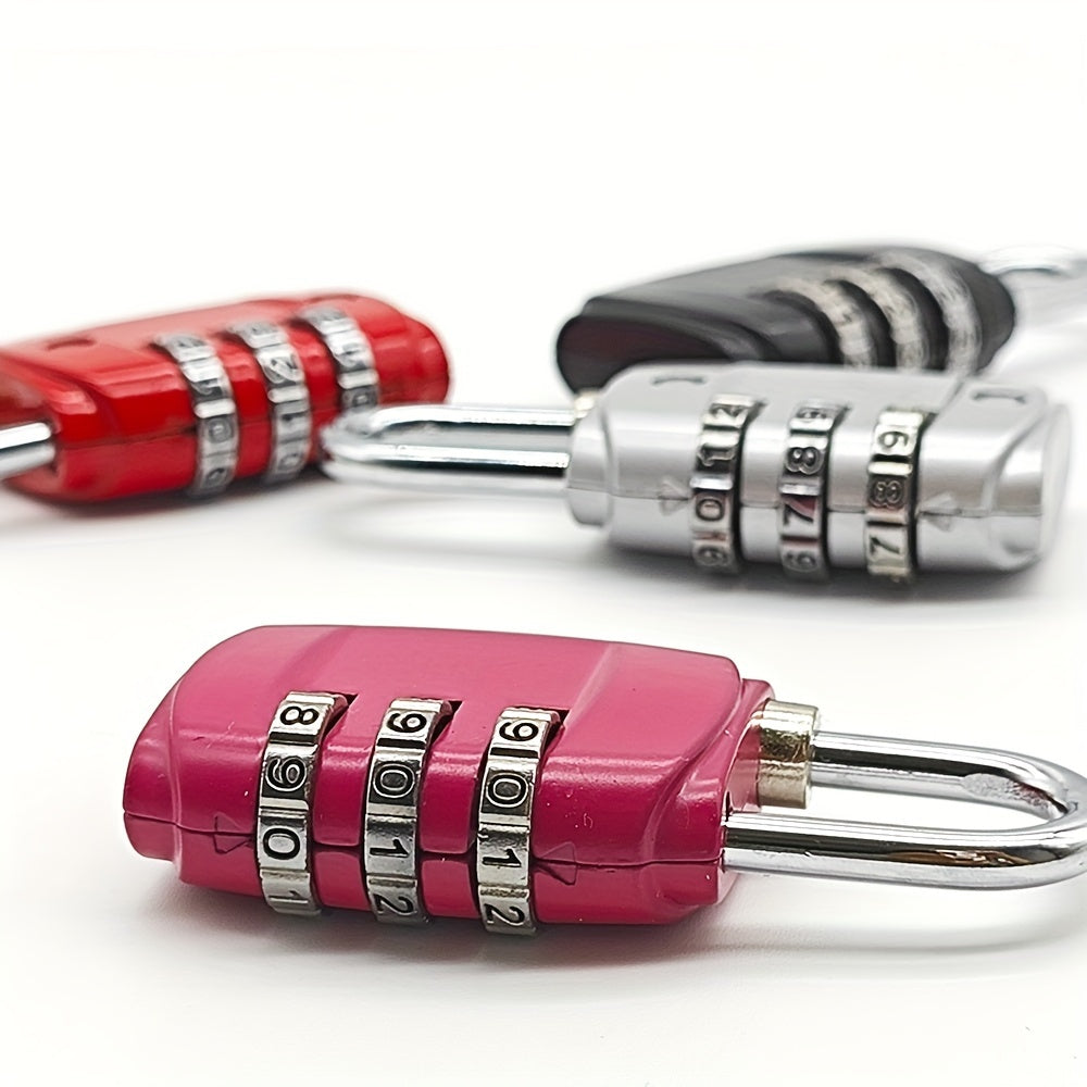 1pc Premium 3-Digit Combination Lock Padlock - Durable, Anti-Theft, Lightweight, Fashionable Lock for Gym, Cabinets, Luggage, and Travel - Easy to Clean, Wet Wipe, and Dry Cloth Maintenance - Black, Red, Rose Red Colors Avail