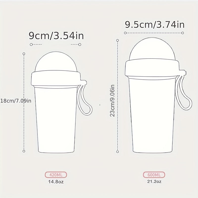 1pc 600ml/21.2oz 420ml/14.8oz Kawaii Double Water Bottles - Portable & Large Capacity - Perfect For Outdoor Activities & Sports