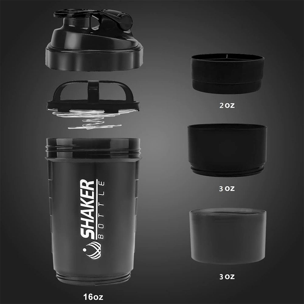 1pc Leak-Proof Protein Shaker Bottle - 16oz Portable Sports Water Bottle for Fitness and Weight Loss