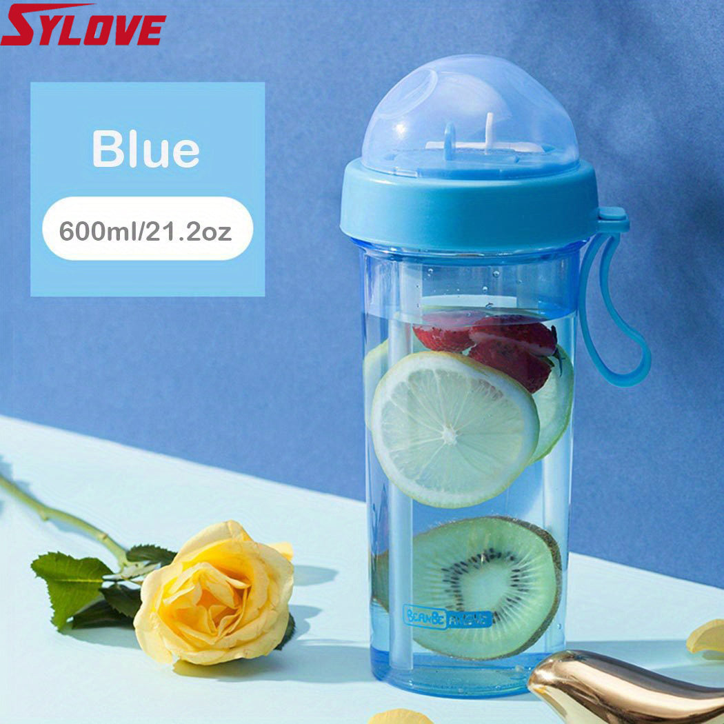 1pc 600ml/21.2oz 420ml/14.8oz Kawaii Double Water Bottles - Portable & Large Capacity - Perfect For Outdoor Activities & Sports