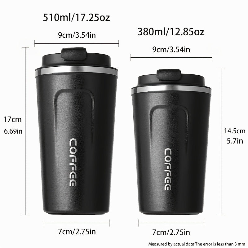 1pc Double Wall Stainless Steel Insulated Coffee Mug, 380ml/510ml, Leak-Proof, Portable, Sealable Lid, BPA-Free, Ideal for Outdoor Camping, Travel, Sports, Gym, Car Use, Hot and Cold Beverages, Perfect Gift for Valentine's, M