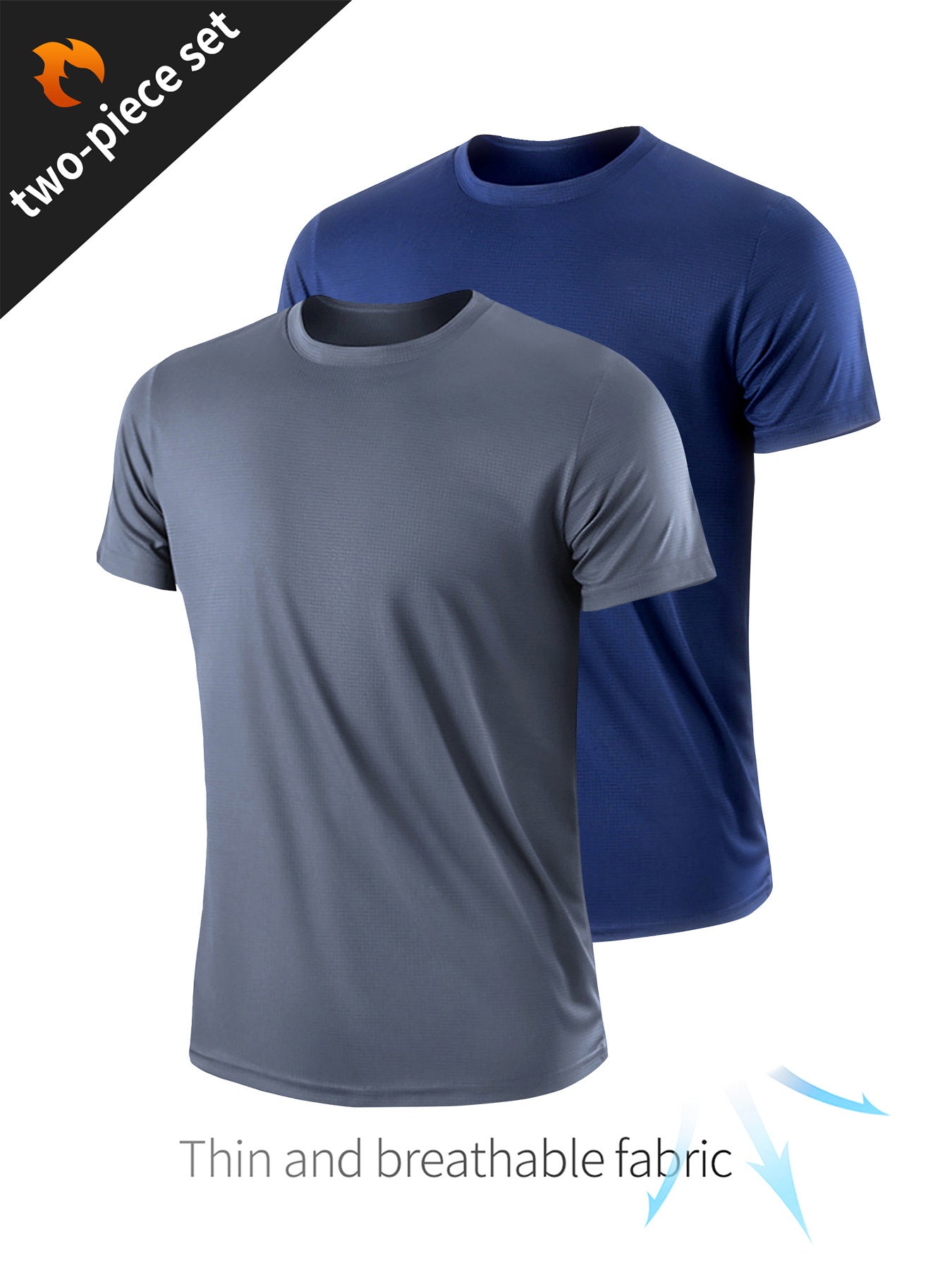 2-Piece Men's Summer Sportswear Set - Ultra-Breathable, Quick-Drying, Short Sleeve Round Neck T-Shirt for Comfortable Workout and Outdoor Activities - Ideal for Summer Fitness, Gym, Running, and Casual Wear