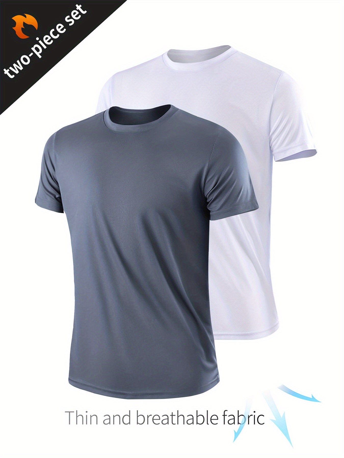 2-Piece Men's Summer Sportswear Set - Ultra-Breathable, Quick-Drying, Short Sleeve Round Neck T-Shirt for Comfortable Workout and Outdoor Activities - Ideal for Summer Fitness, Gym, Running, and Casual Wear