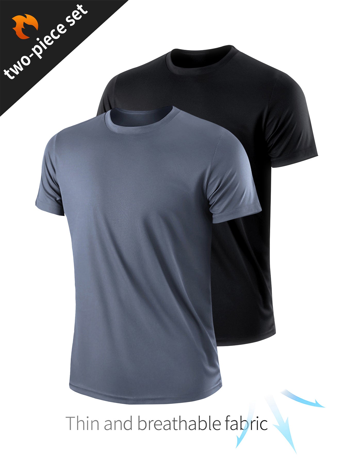 2-Piece Men's Summer Sportswear Set - Ultra-Breathable, Quick-Drying, Short Sleeve Round Neck T-Shirt for Comfortable Workout and Outdoor Activities - Ideal for Summer Fitness, Gym, Running, and Casual Wear
