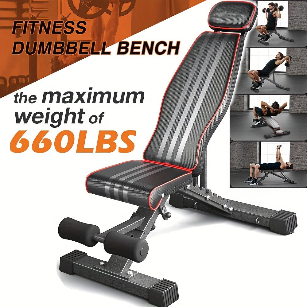 299.37KG Foldable Dumbbell Bench Weight Training Fitness Adjustable Workout Gym