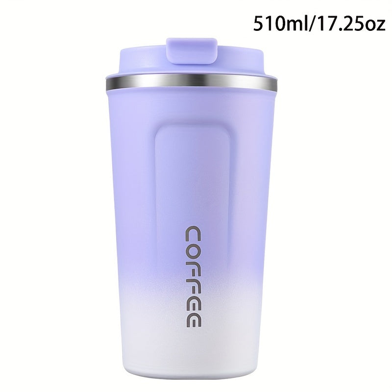 1pc Double Wall Stainless Steel Insulated Coffee Mug, 380ml/510ml, Leak-Proof, Portable, Sealable Lid, BPA-Free, Ideal for Outdoor Camping, Travel, Sports, Gym, Car Use, Hot and Cold Beverages, Perfect Gift for Valentine's, M