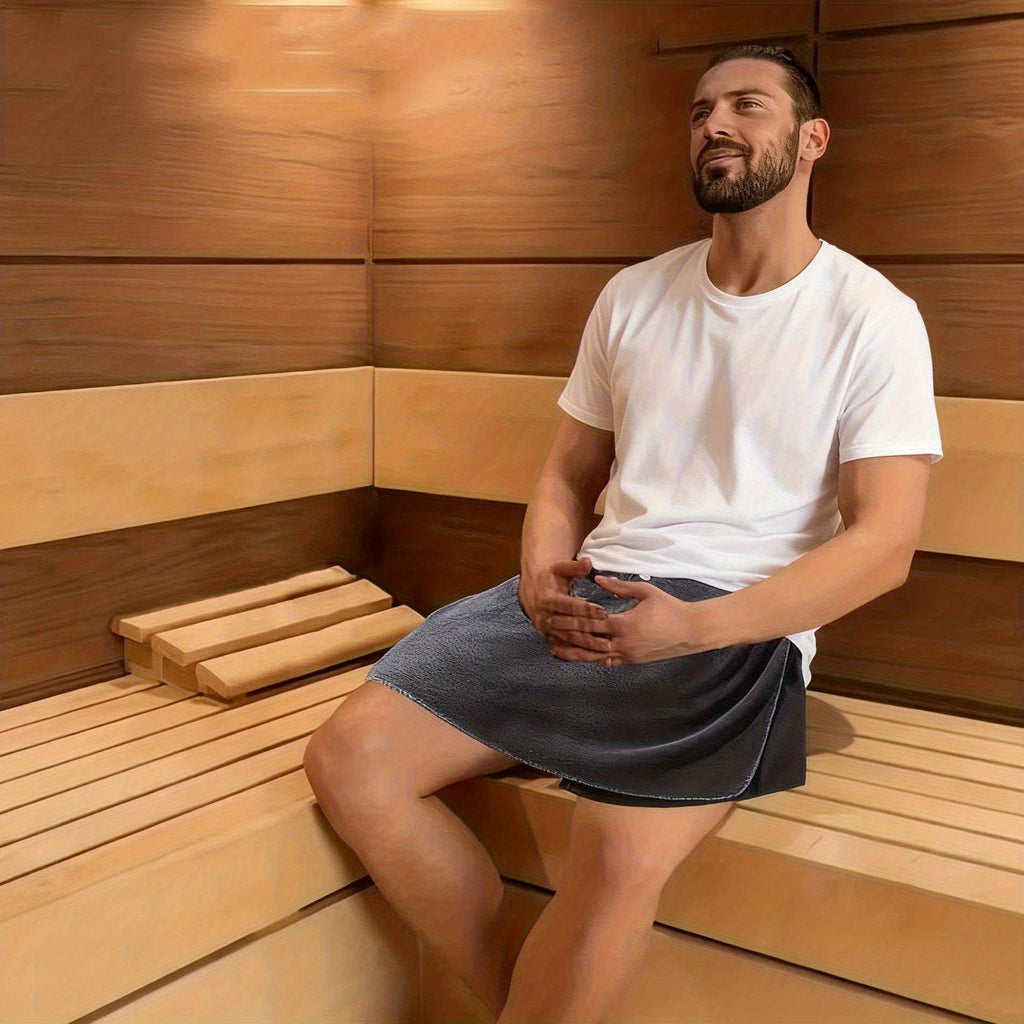 1pc Men's Soft Wearable Bath Towel, Solid Color Shorts, Microfiber Bath Towel, Wrap Towel, Gym Spa Bath Swim Bath Towel, Vacation Beach Bath Towel, Camping Towel, Bathroom Bath Supplies Christmas Gift