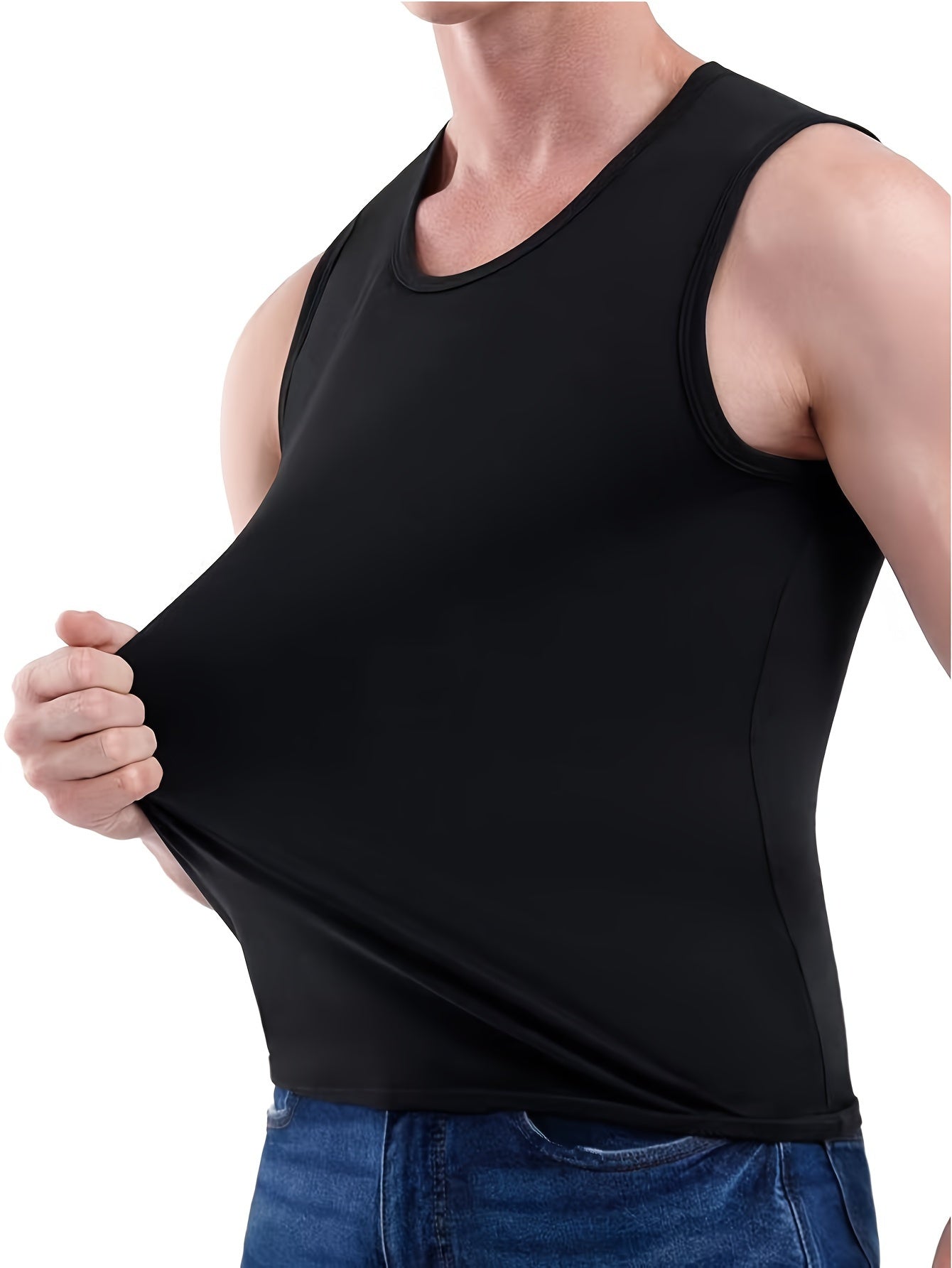 3pcs Quick Dry Men's Solid Sleeveless Sports Tank Top, Breathable Sweat-Wicking Round Neck Basic Style Fitness Gym Wear For Running Outdoor Training