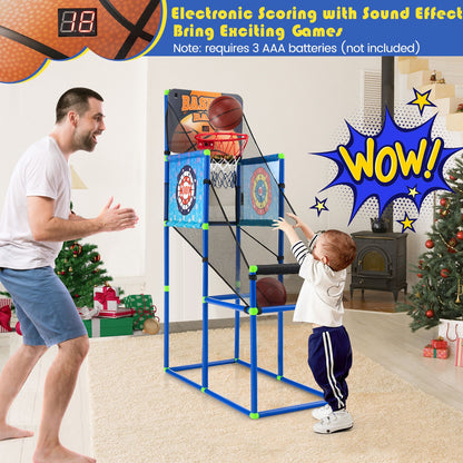 2-In-1 Kids Basketball Arcade Game with Electronic Scoreboard