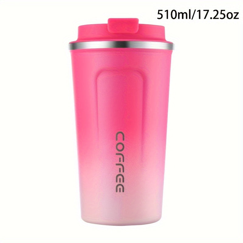1pc Double Wall Stainless Steel Insulated Coffee Mug, 380ml/510ml, Leak-Proof, Portable, Sealable Lid, BPA-Free, Ideal for Outdoor Camping, Travel, Sports, Gym, Car Use, Hot and Cold Beverages, Perfect Gift for Valentine's, M