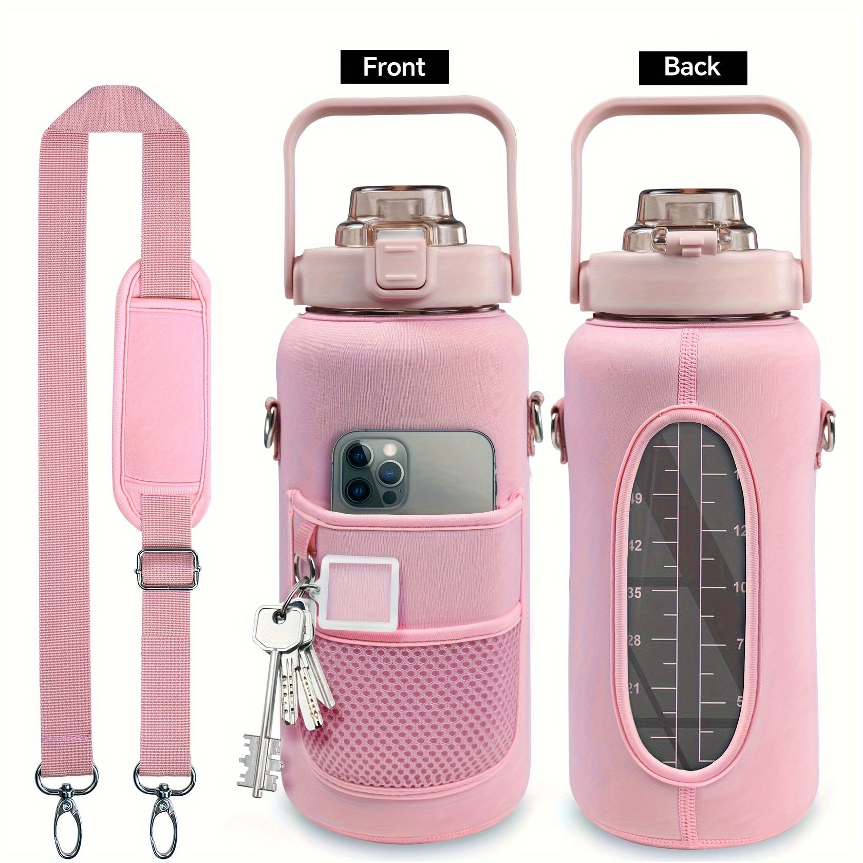 1pc Leak Proof Water Bottle With Straw And Chug Lid, Reusable Insulated With Storage Sleeve And Handle Water Jug For Daily Hydration, Sports, Gym