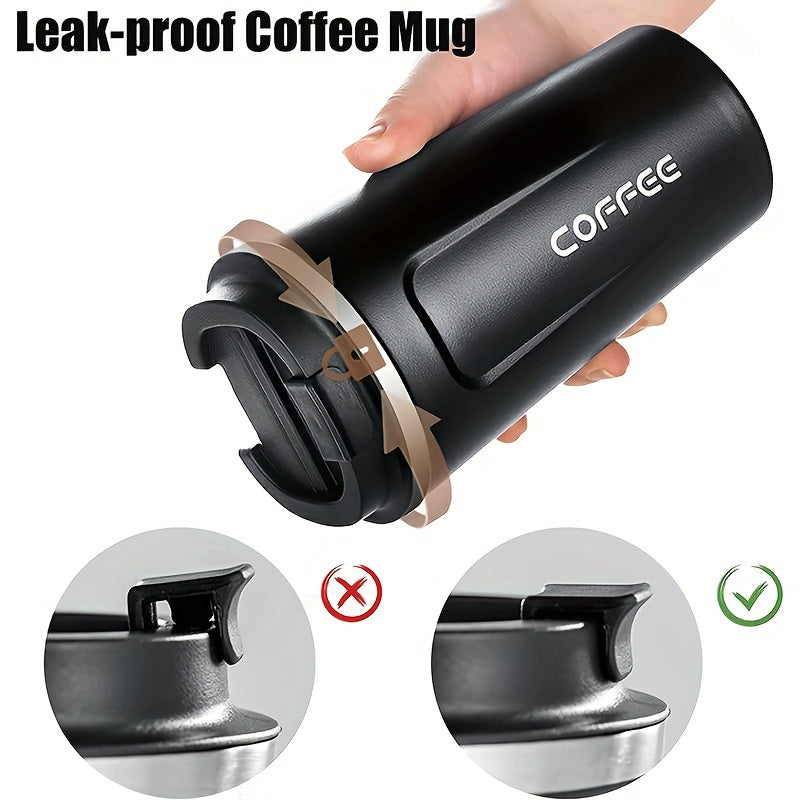 1pc Double Wall Stainless Steel Insulated Coffee Mug, 380ml/510ml, Leak-Proof, Portable, Sealable Lid, BPA-Free, Ideal for Outdoor Camping, Travel, Sports, Gym, Car Use, Hot and Cold Beverages, Perfect Gift for Valentine's, M