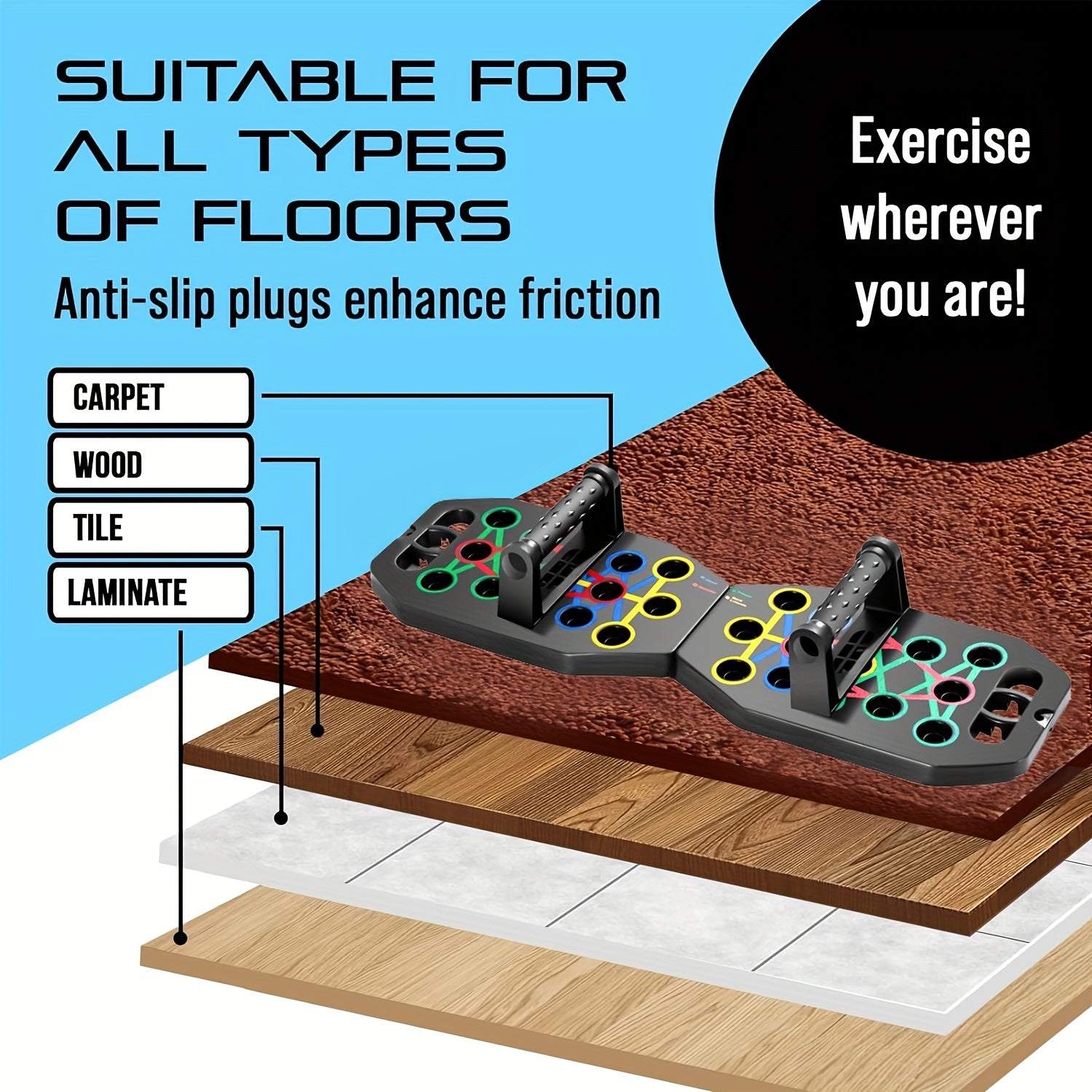 1pc 28 Holes Multifunctional Folding Push-up Board For Home And Gym Workouts