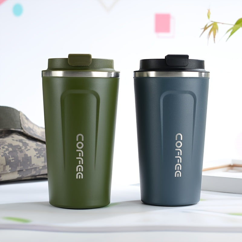 1pc Double Wall Stainless Steel Insulated Coffee Mug, 380ml/510ml, Leak-Proof, Portable, Sealable Lid, BPA-Free, Ideal for Outdoor Camping, Travel, Sports, Gym, Car Use, Hot and Cold Beverages, Perfect Gift for Valentine's, M