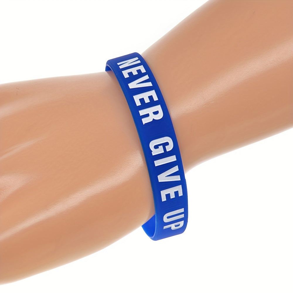 "Never Give Up" Motivational Silicone Bracelets Rubber Band Sports Wristbands Jewelry Inspirational Bracelets Gifts