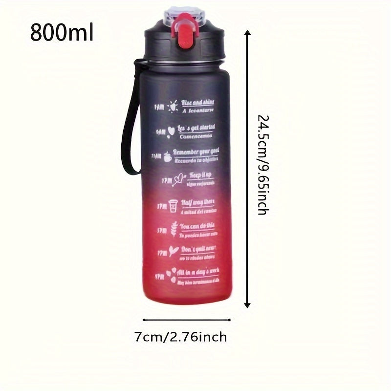 3-Pack/1-Pack/2-Pack Large Capacity Motivational Water Bottle With Time Marker, Leakproof, 32oz/64oz, With Durable Carrying Strap, For Fitness, Gym, Outdoor Sports