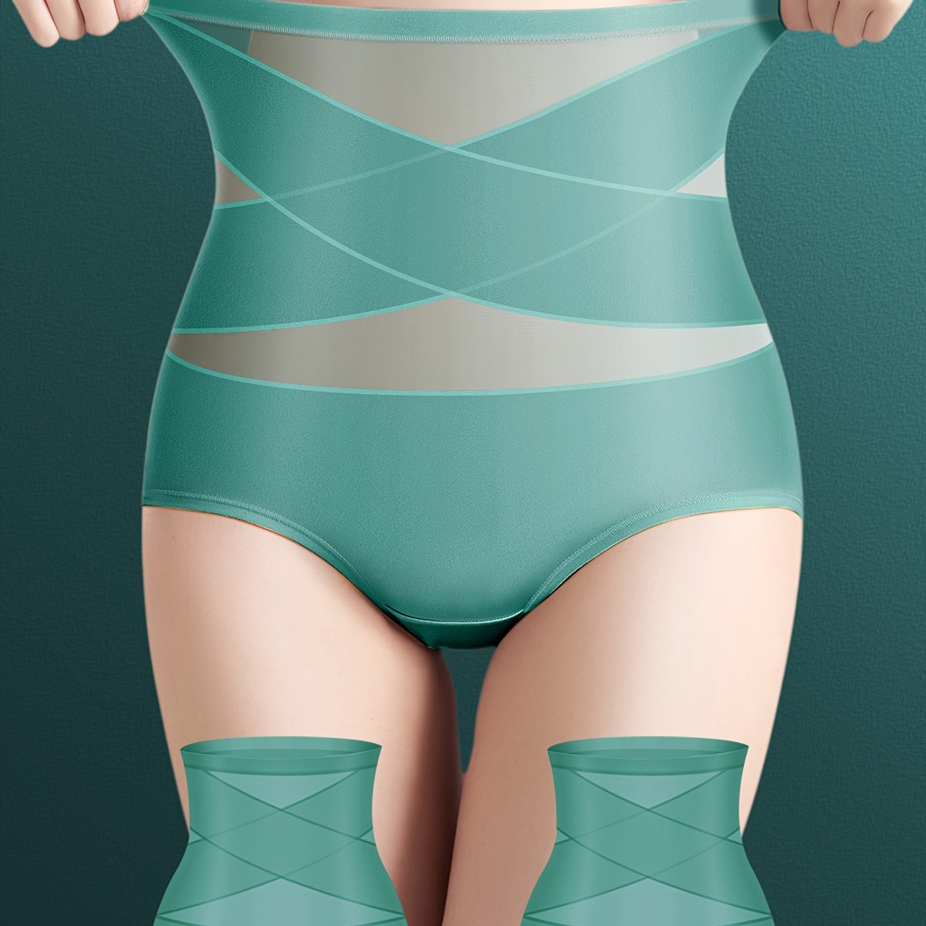 2pcs Women's High-Waisted Shapewear Shorts & Butt Lifting Underwear - Ice Silky Nylon Cross Compression Abdominal Control, Postpartum, 360° Shaping with Breathable Mesh & Spiral Support, Seamless Gym Yoga Shaper for All Body