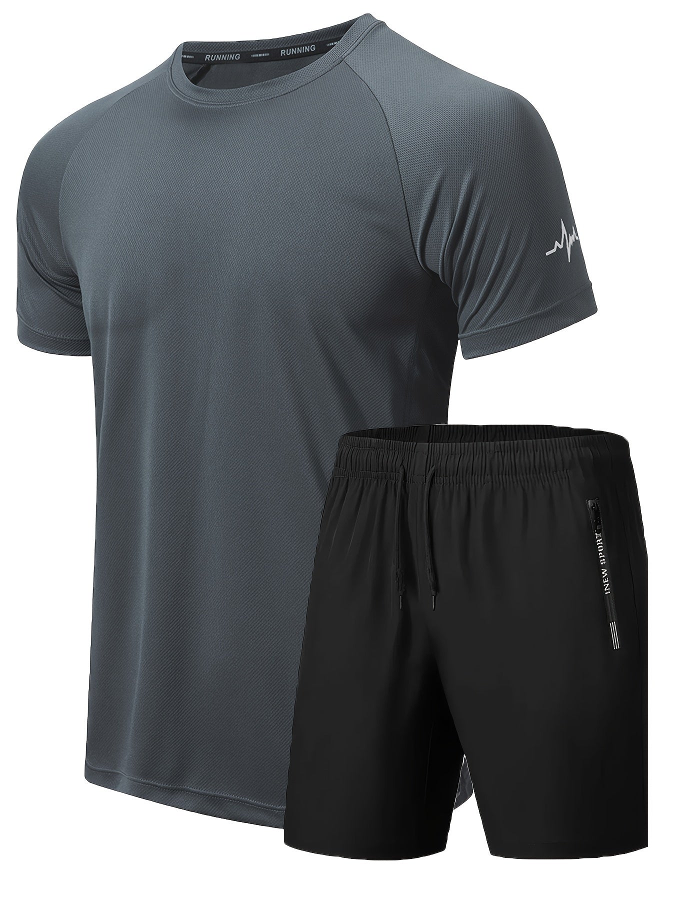 2pcs Men's Workout Set - Short Sleeve T-shirt and Drawstring Shorts for Basketball, Football, Exercise, Training, Running, and Gym - Solid Color, Comfortable Fit, Moisture-Wicking Fabric