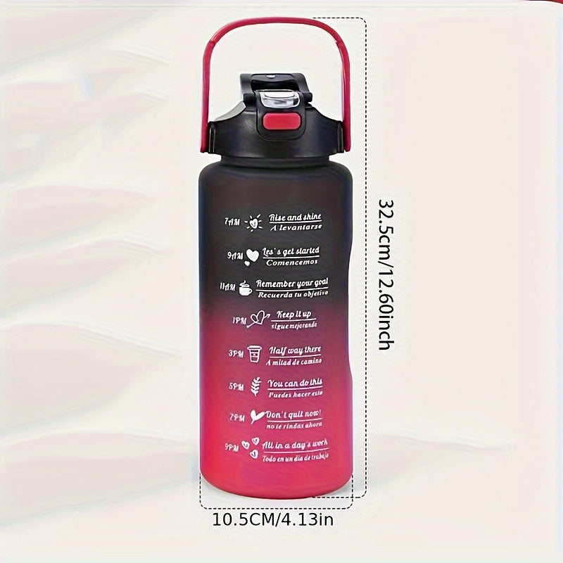 3-Pack/1-Pack/2-Pack Large Capacity Motivational Water Bottle With Time Marker, Leakproof, 32oz/64oz, With Durable Carrying Strap, For Fitness, Gym, Outdoor Sports