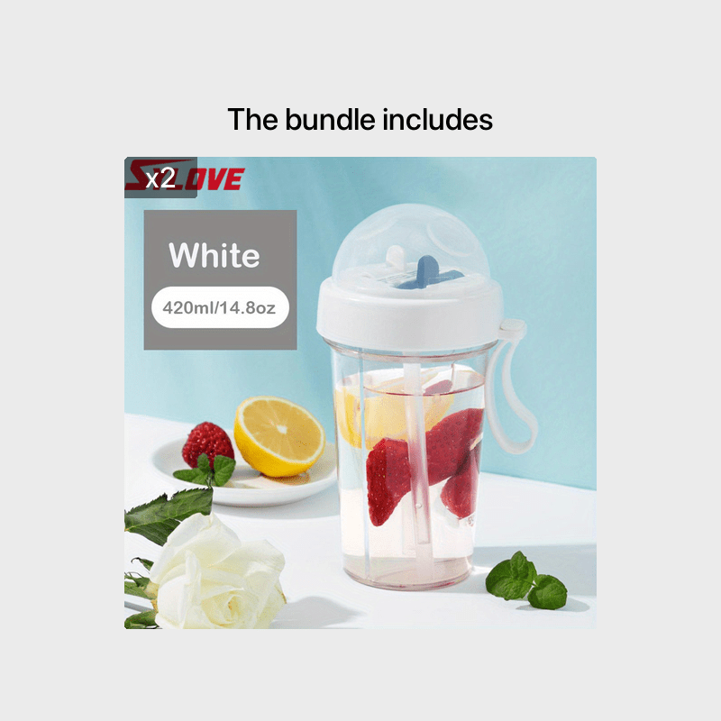 1pc 600ml/21.2oz 420ml/14.8oz Kawaii Double Water Bottles - Portable & Large Capacity - Perfect For Outdoor Activities & Sports