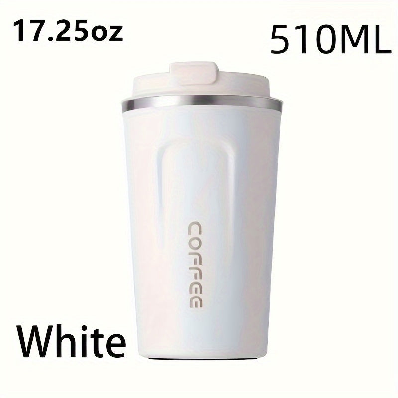 1pc Double Wall Stainless Steel Insulated Coffee Mug, 380ml/510ml, Leak-Proof, Portable, Sealable Lid, BPA-Free, Ideal for Outdoor Camping, Travel, Sports, Gym, Car Use, Hot and Cold Beverages, Perfect Gift for Valentine's, M