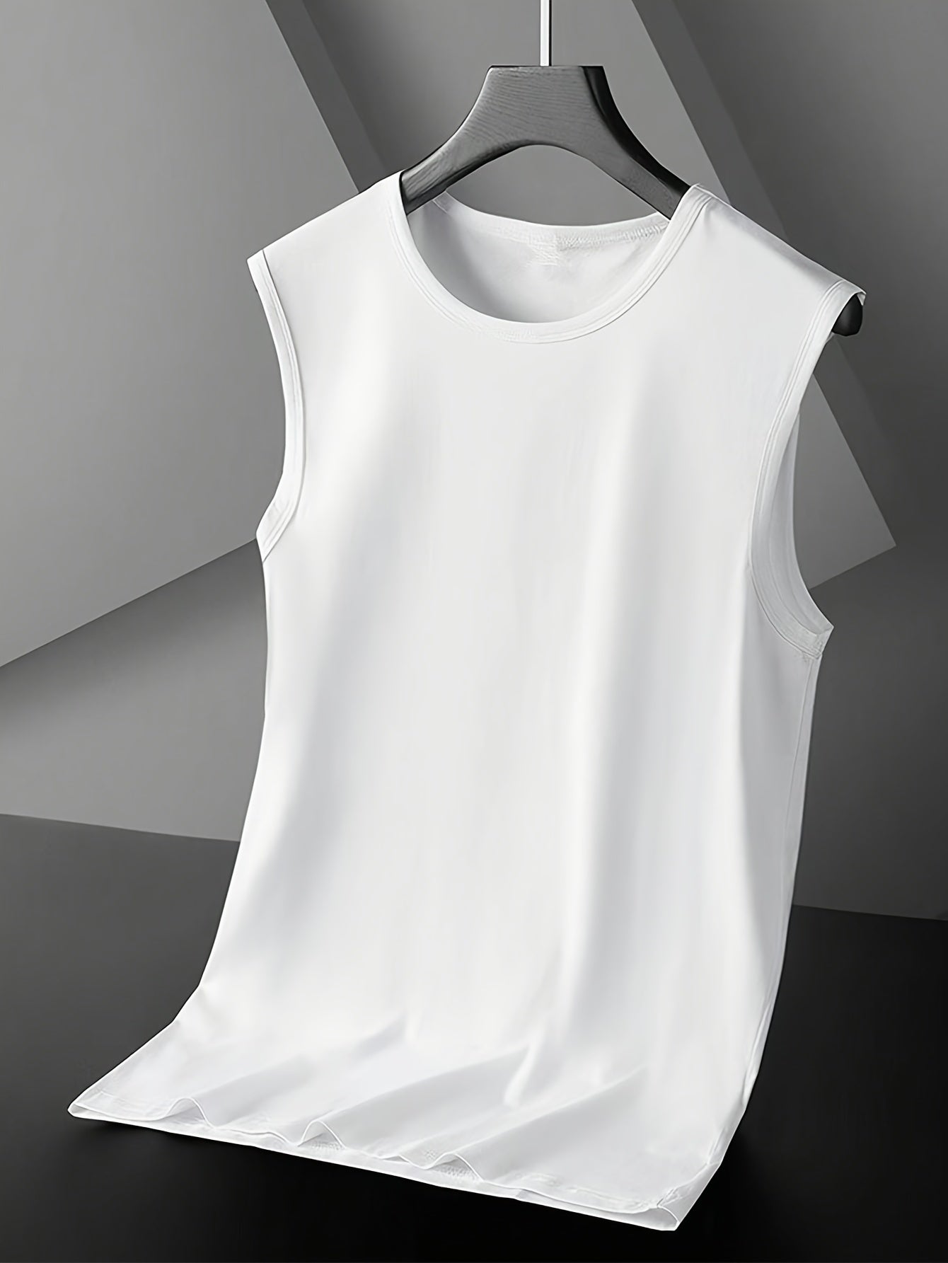 3pcs Quick Dry Men's Solid Sleeveless Sports Tank Top, Breathable Sweat-Wicking Round Neck Basic Style Fitness Gym Wear For Running Outdoor Training