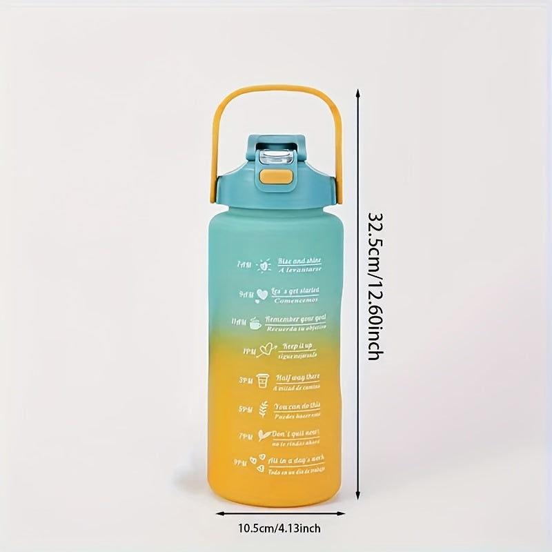 3-Pack/1-Pack/2-Pack Large Capacity Motivational Water Bottle With Time Marker, Leakproof, 32oz/64oz, With Durable Carrying Strap, For Fitness, Gym, Outdoor Sports