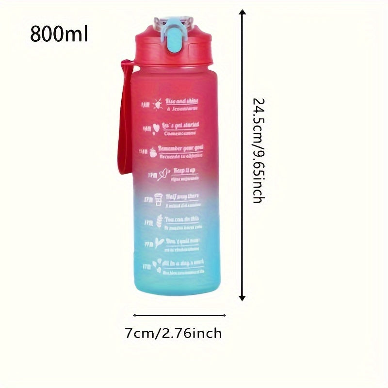3-Pack/1-Pack/2-Pack Large Capacity Motivational Water Bottle With Time Marker, Leakproof, 32oz/64oz, With Durable Carrying Strap, For Fitness, Gym, Outdoor Sports