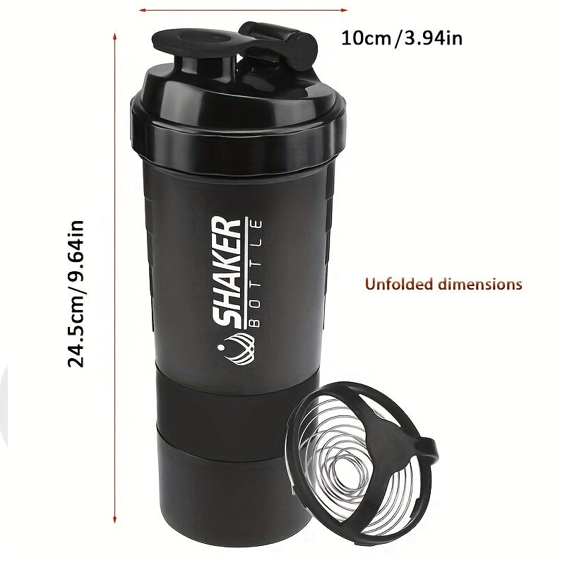 1pc Leak-Proof Protein Shaker Bottle - 16oz Portable Sports Water Bottle for Fitness and Weight Loss
