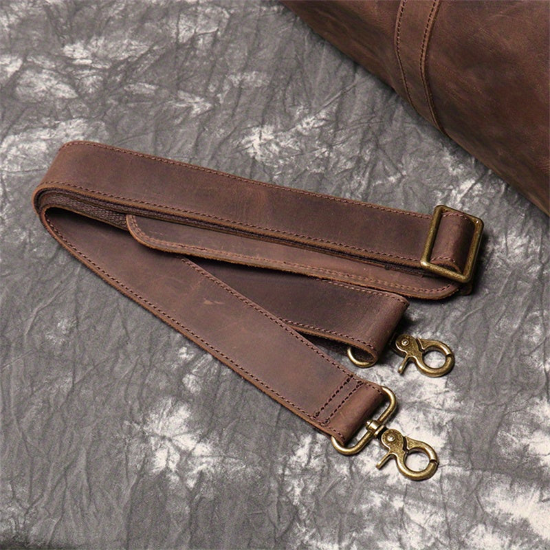 1pc Men's Genuine Leather Travel Bag, Top Layer Cowhide Crossbody Bag, Large Capacity Duffle Bag, Vintage Hand-held Gym Bag, Christmas, Halloween, Thanksgiving Day Gift