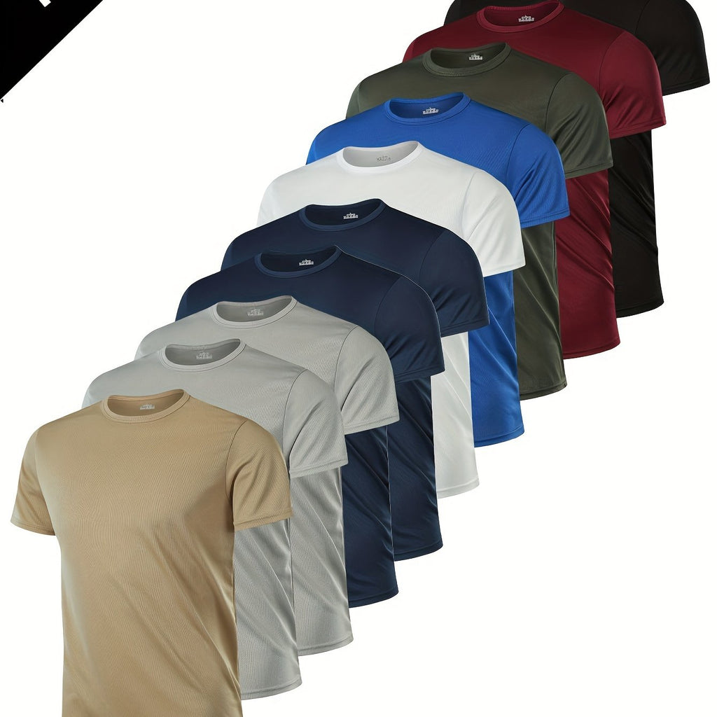 10 Men'S Performance T-Shirts - Highly Breathable, Quick-Drying, Moisture-Wicking, Short-Sleeve for Outdoor Fitness, Gym, Running, And an Active Lifestyle - Comfortable, Soft, And Lightweight.