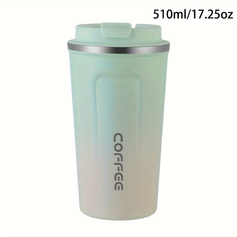 1pc Double Wall Stainless Steel Insulated Coffee Mug, 380ml/510ml, Leak-Proof, Portable, Sealable Lid, BPA-Free, Ideal for Outdoor Camping, Travel, Sports, Gym, Car Use, Hot and Cold Beverages, Perfect Gift for Valentine's, M