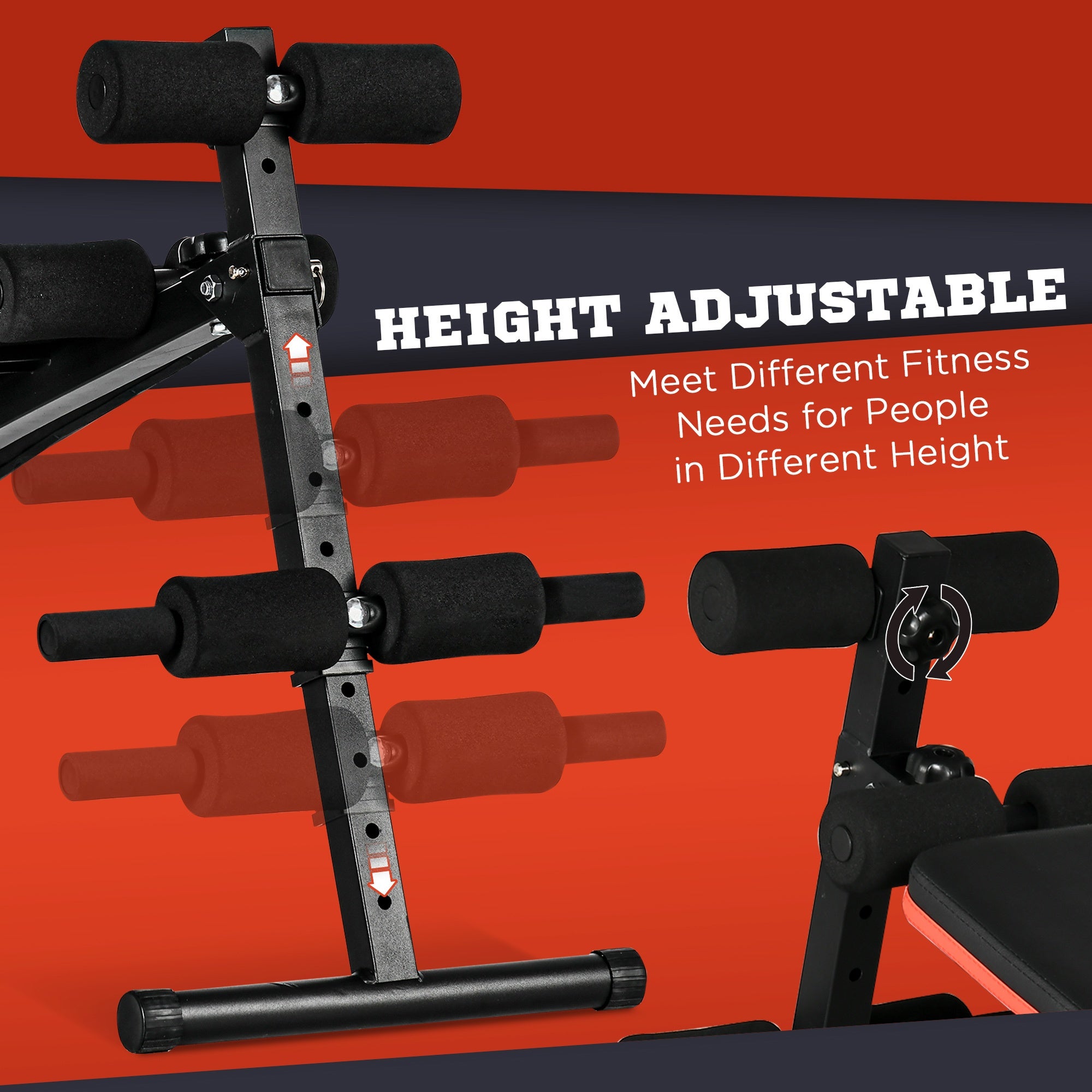 Adjustable Foldable Sit Up Bench for Home Gym Exercise with Thigh Support, Black Core Workout