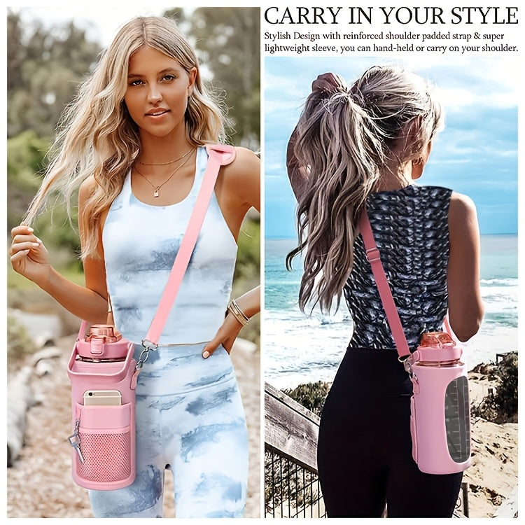 1pc Leak Proof Water Bottle With Straw And Chug Lid, Reusable Insulated With Storage Sleeve And Handle Water Jug For Daily Hydration, Sports, Gym