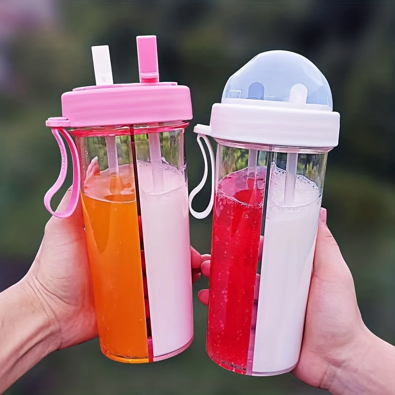 1pc 600ml/21.2oz 420ml/14.8oz Kawaii Double Water Bottles - Portable & Large Capacity - Perfect For Outdoor Activities & Sports
