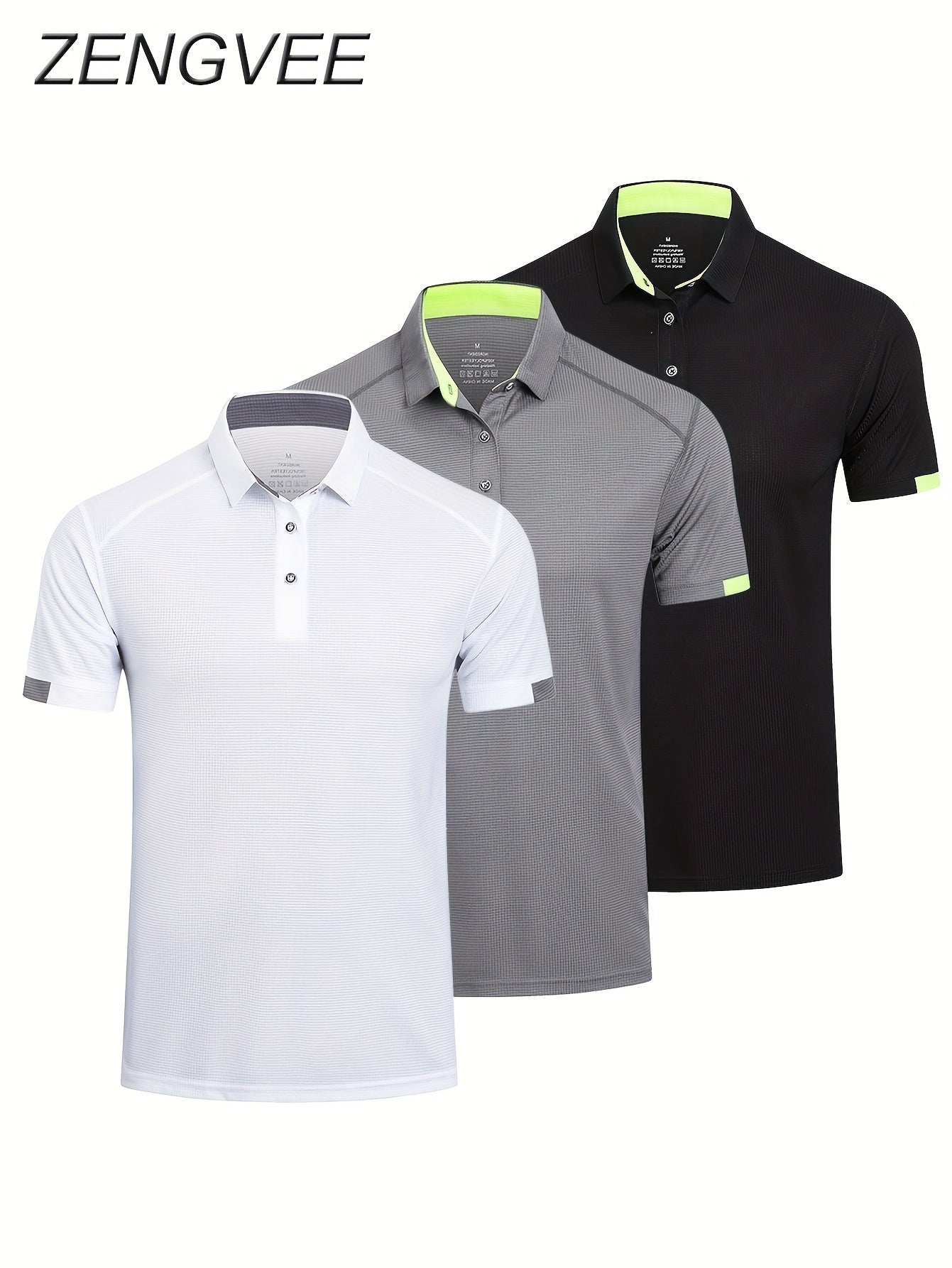 3pcs Mens Shirts Short Sleeve Breathable Quick Dry Golf Shirts Mens Running Sports Tee Top Gym Workout T Shirts