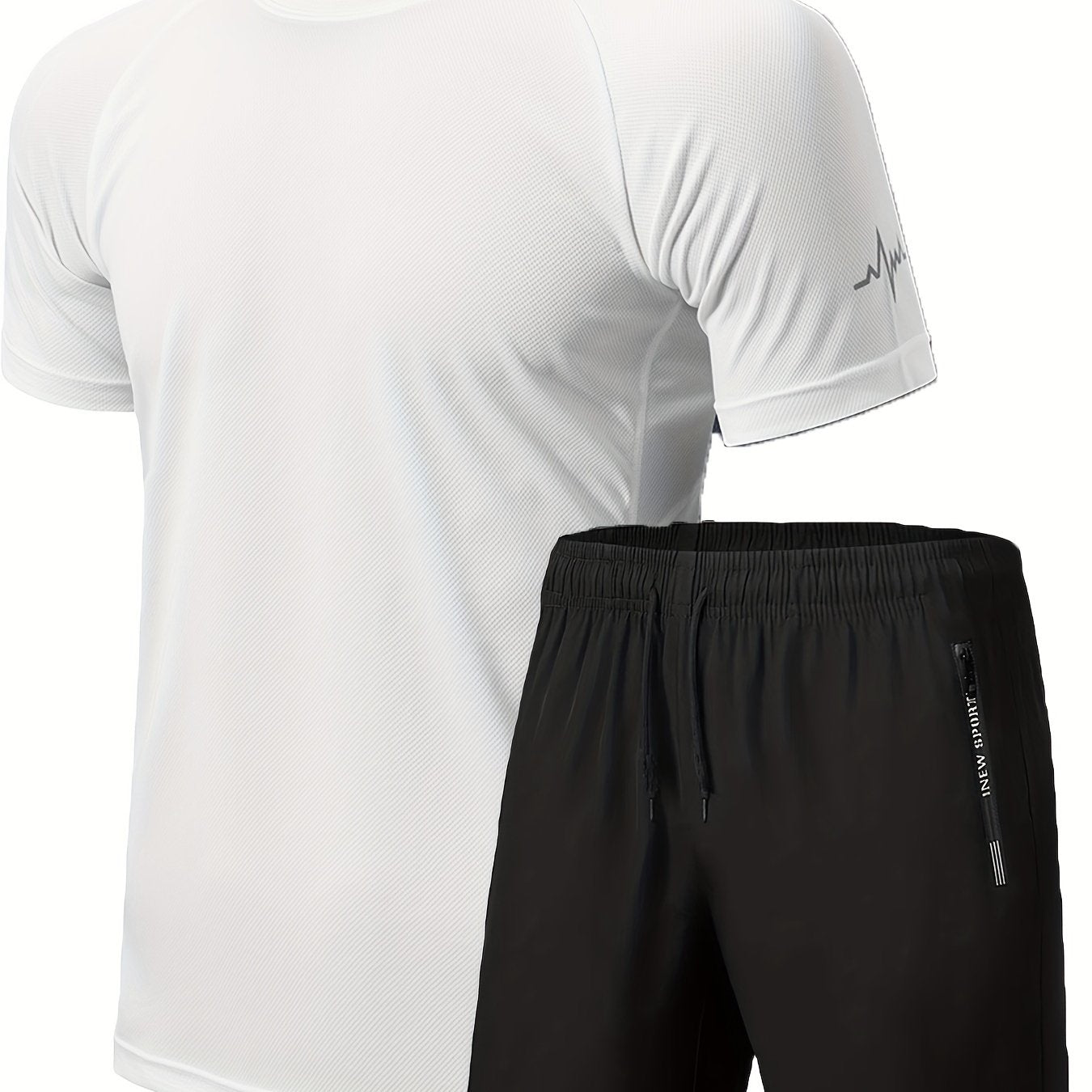 2pcs Men's Workout Set - Short Sleeve T-shirt and Drawstring Shorts for Basketball, Football, Exercise, Training, Running, and Gym - Solid Color, Comfortable Fit, Moisture-Wicking Fabric