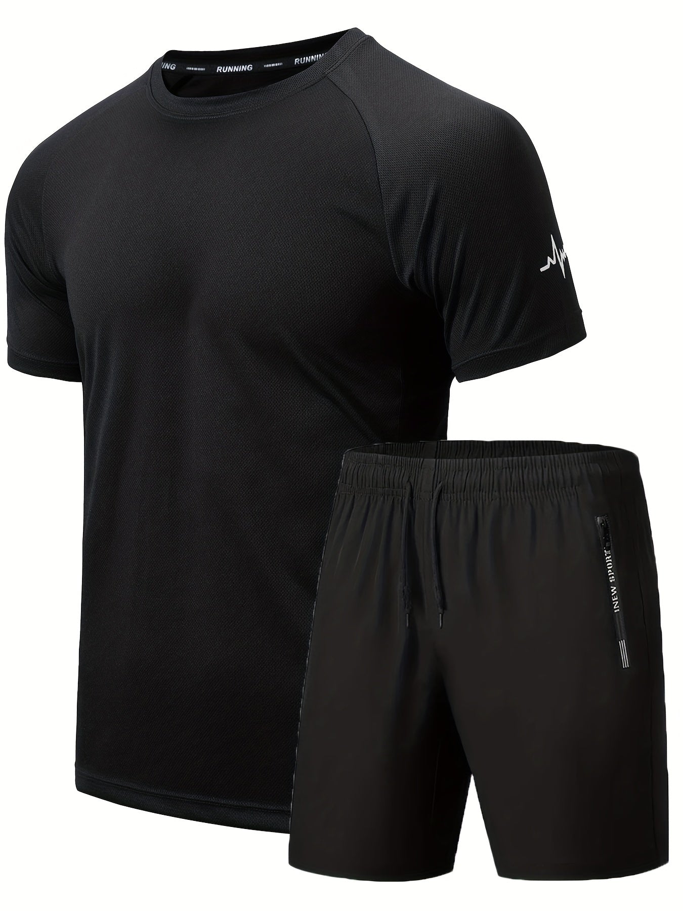 2pcs Men's Workout Set - Short Sleeve T-shirt and Drawstring Shorts for Basketball, Football, Exercise, Training, Running, and Gym - Solid Color, Comfortable Fit, Moisture-Wicking Fabric