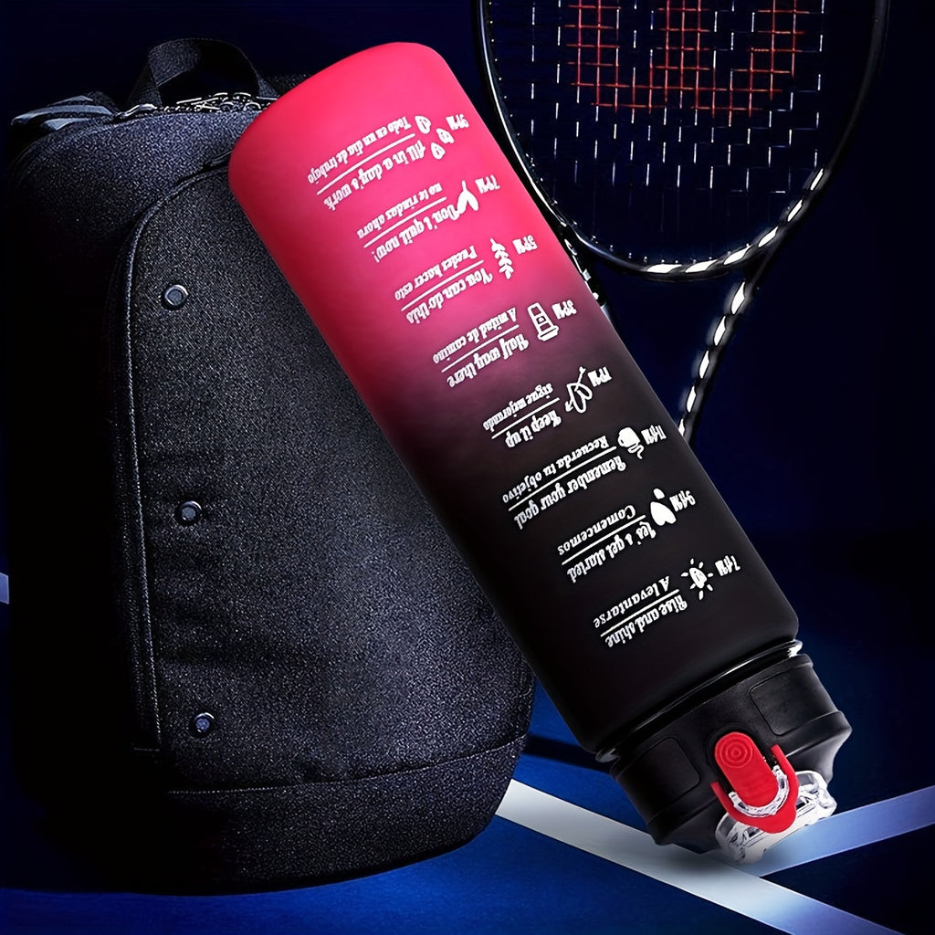 3-Pack/1-Pack/2-Pack Large Capacity Motivational Water Bottle With Time Marker, Leakproof, 32oz/64oz, With Durable Carrying Strap, For Fitness, Gym, Outdoor Sports