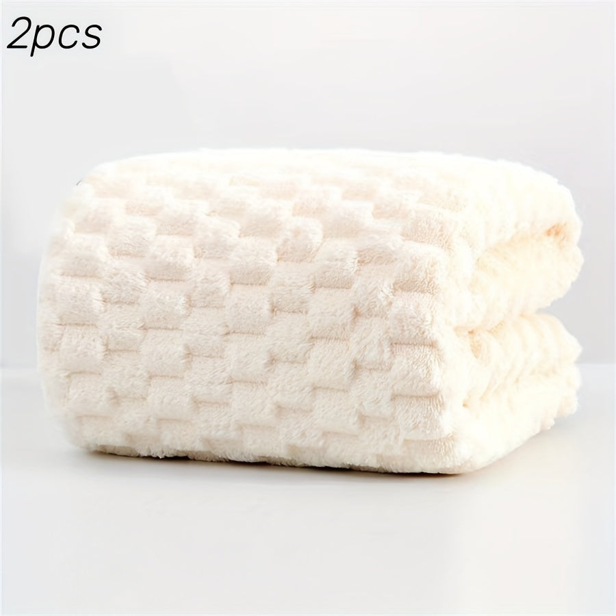 2pcs Ultra-Soft Microfiber Bath Towels - Super Absorbent, Quick-Dry Waffle Weave Towels For Daily Use, Spa, Gym & Travel - Fragrance-Free, Polyester/Polyamide Blend Microfiber Hair Towel Microfiber Towel